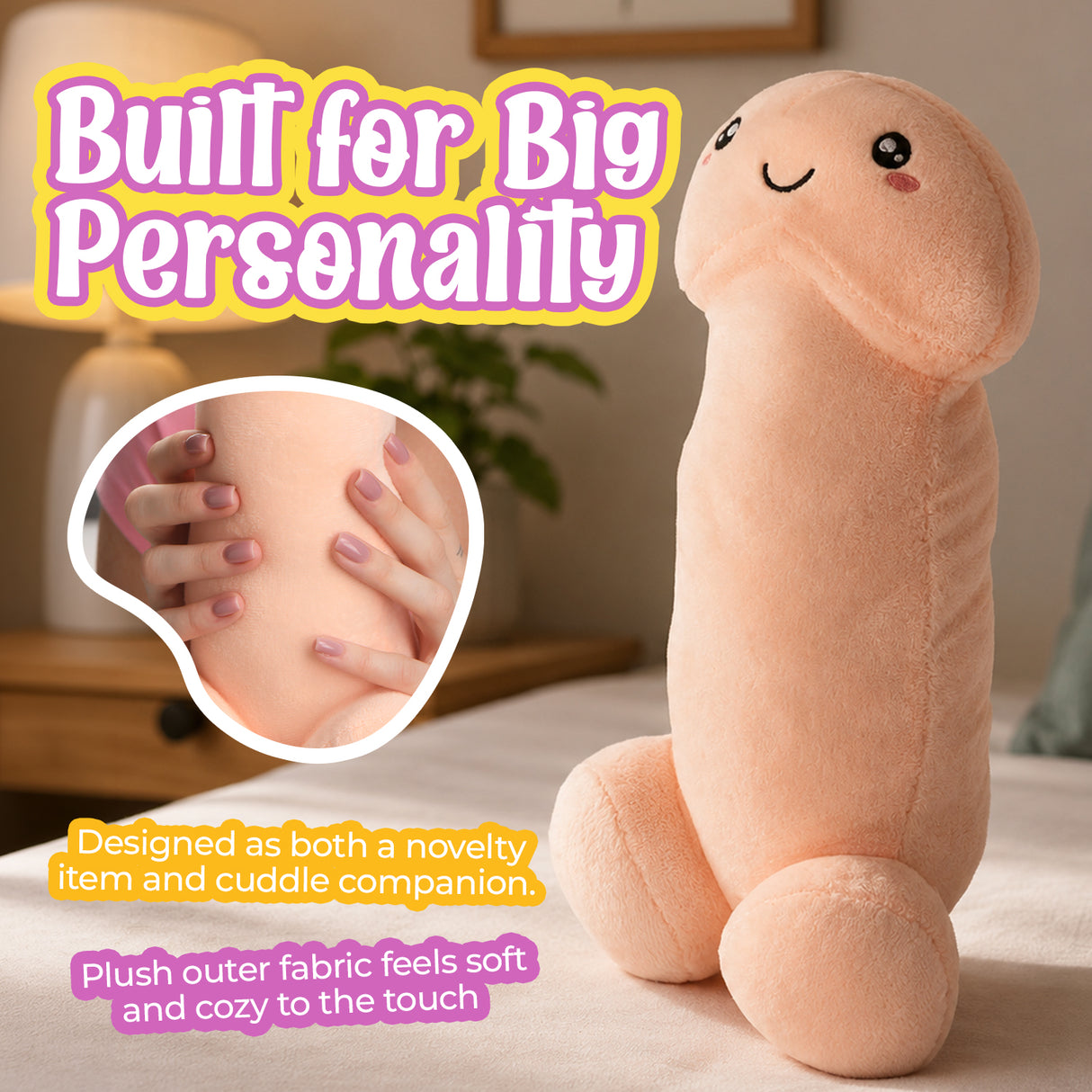 Happy Peckers Penis Pillow Small is a playful and soft novelty pillow designed for cuddling and fun.
