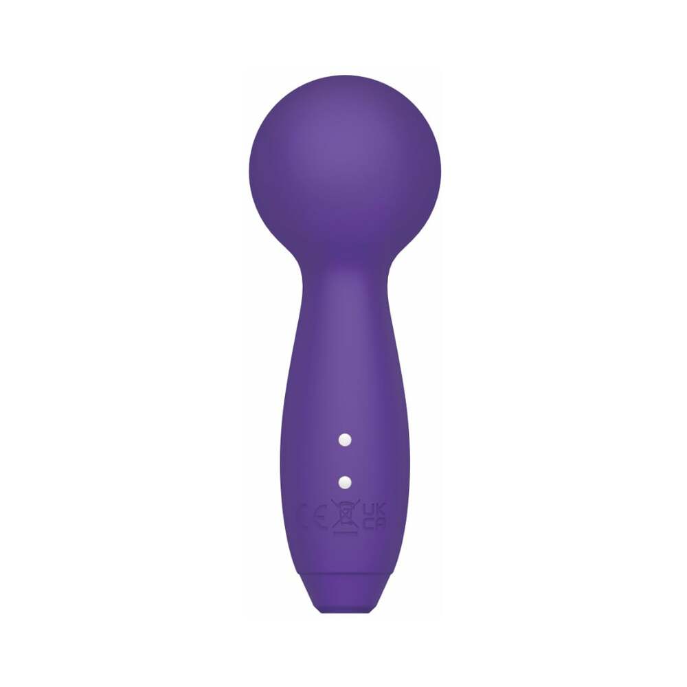 Me You Us Signature The Mini Wand Vibrator in purple color showcasing its ergonomic design.