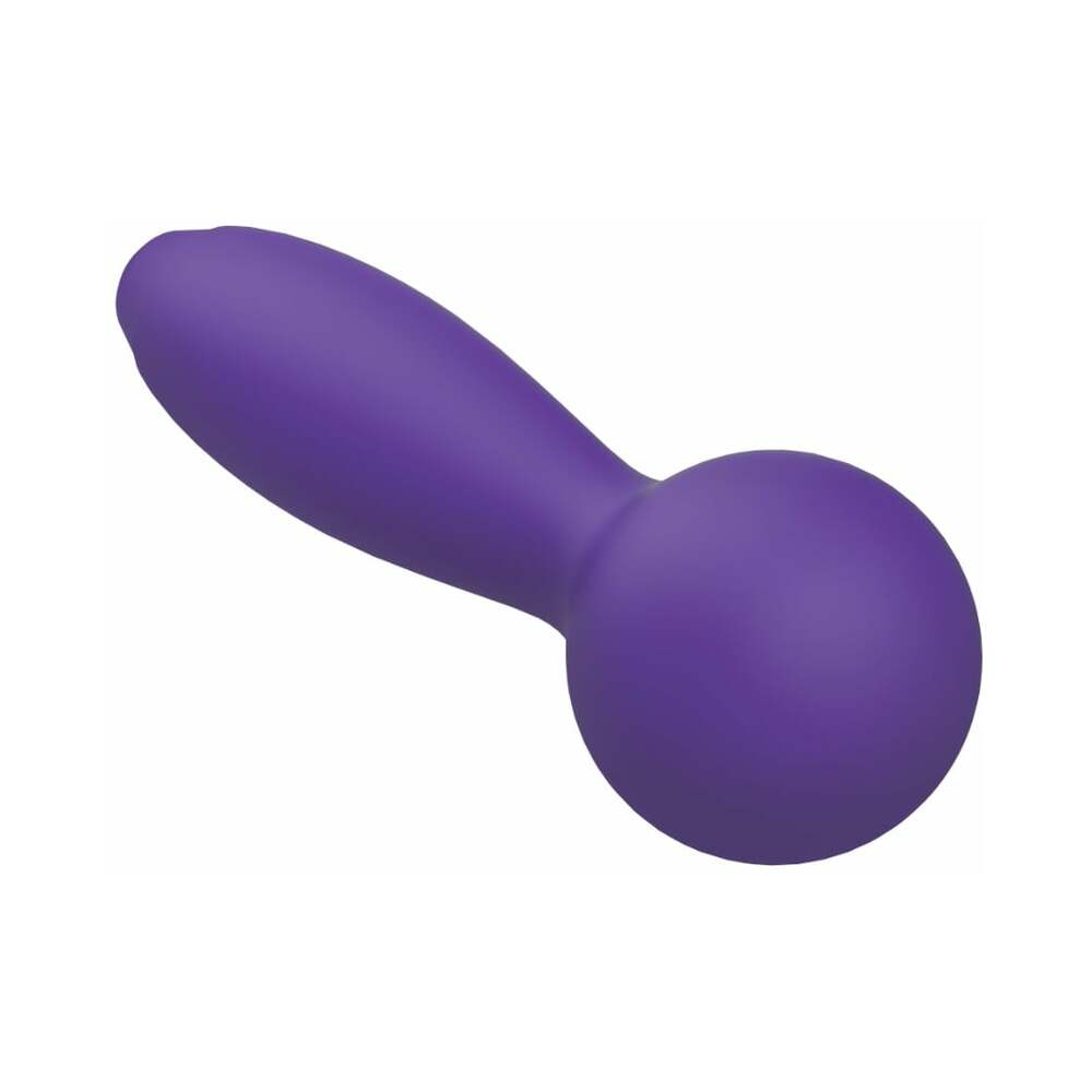 Me You Us Signature The Mini Wand Vibrator in purple color, showcasing its compact design and rounded head.