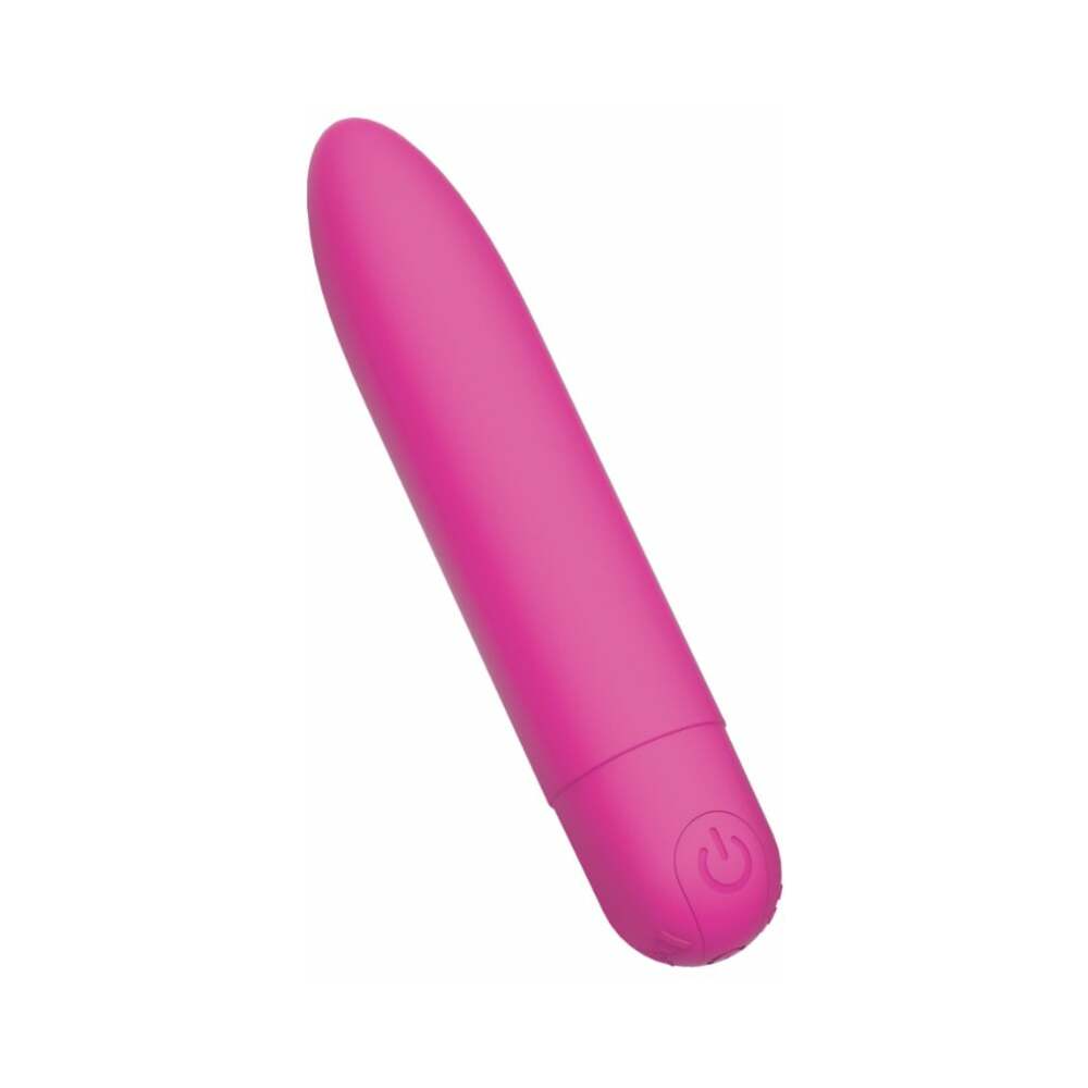 Me You Us Signature The Classic Bullet Vibrator Pink on a white background, showcasing its sleek design and soft finish.