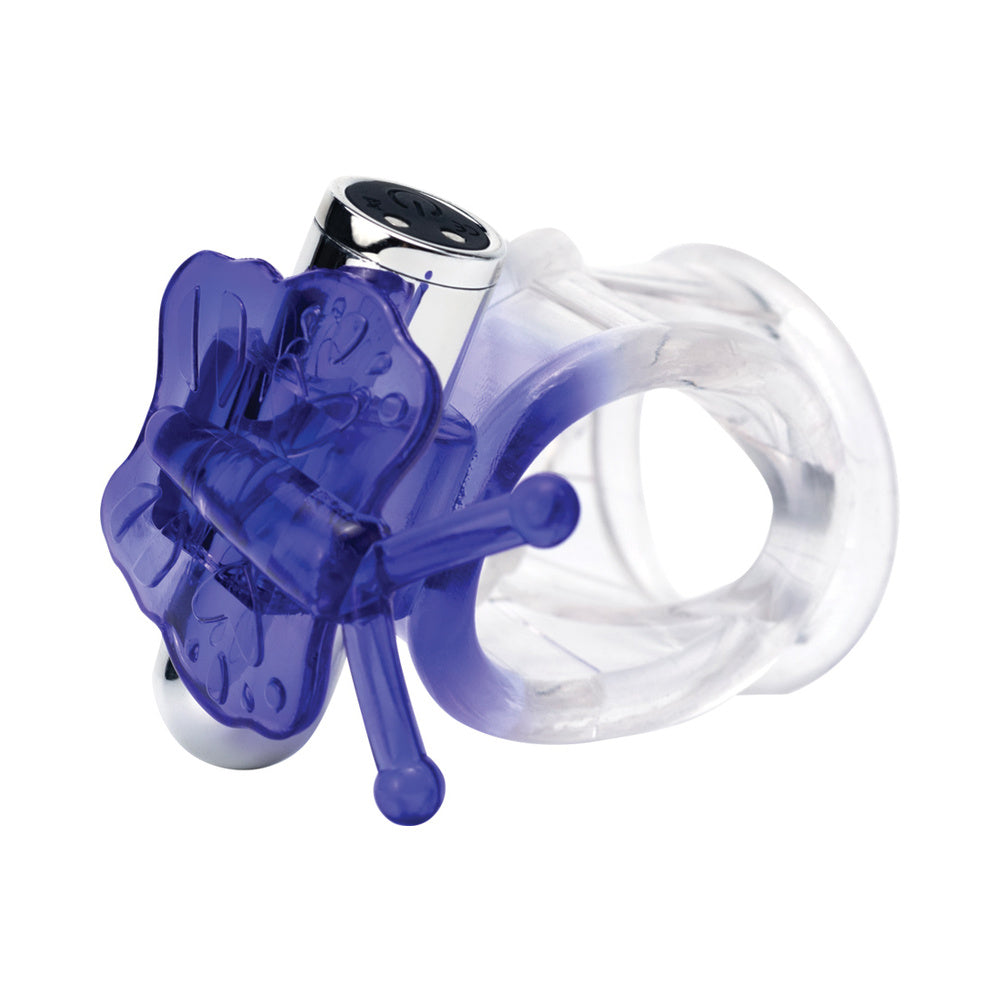 Wet Dreams Dream Boy Flutter Butter Jelly Cock Sling Purple close-up showing butterfly design and vibrant color.