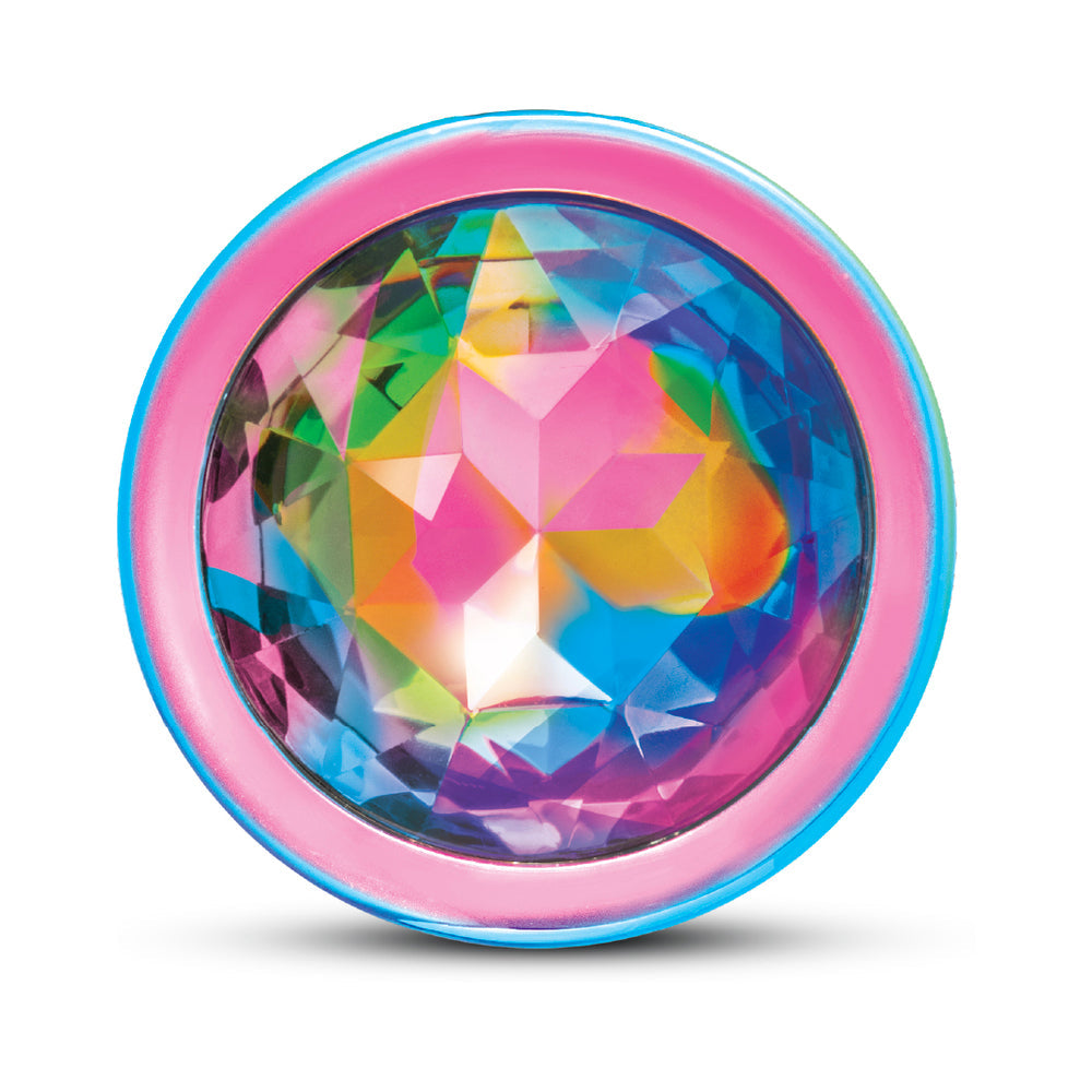 B-vibe Essentials 2-piece Rainbow Bling Anal Training Set colorful jewel design featuring vibrant rainbow bling.