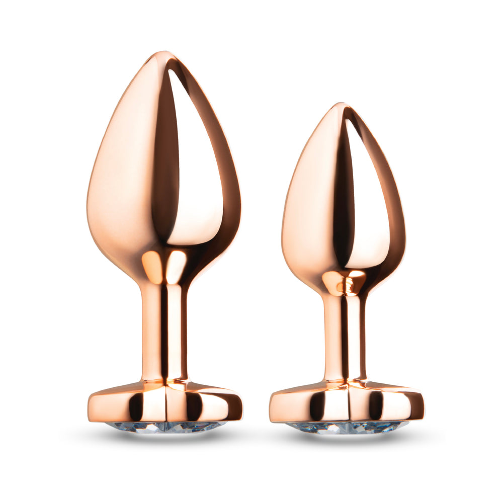 B-vibe Essentials 2-piece Jewel Hearts Anal Training Set stylish anal plugs with heart-shaped jewel bases.