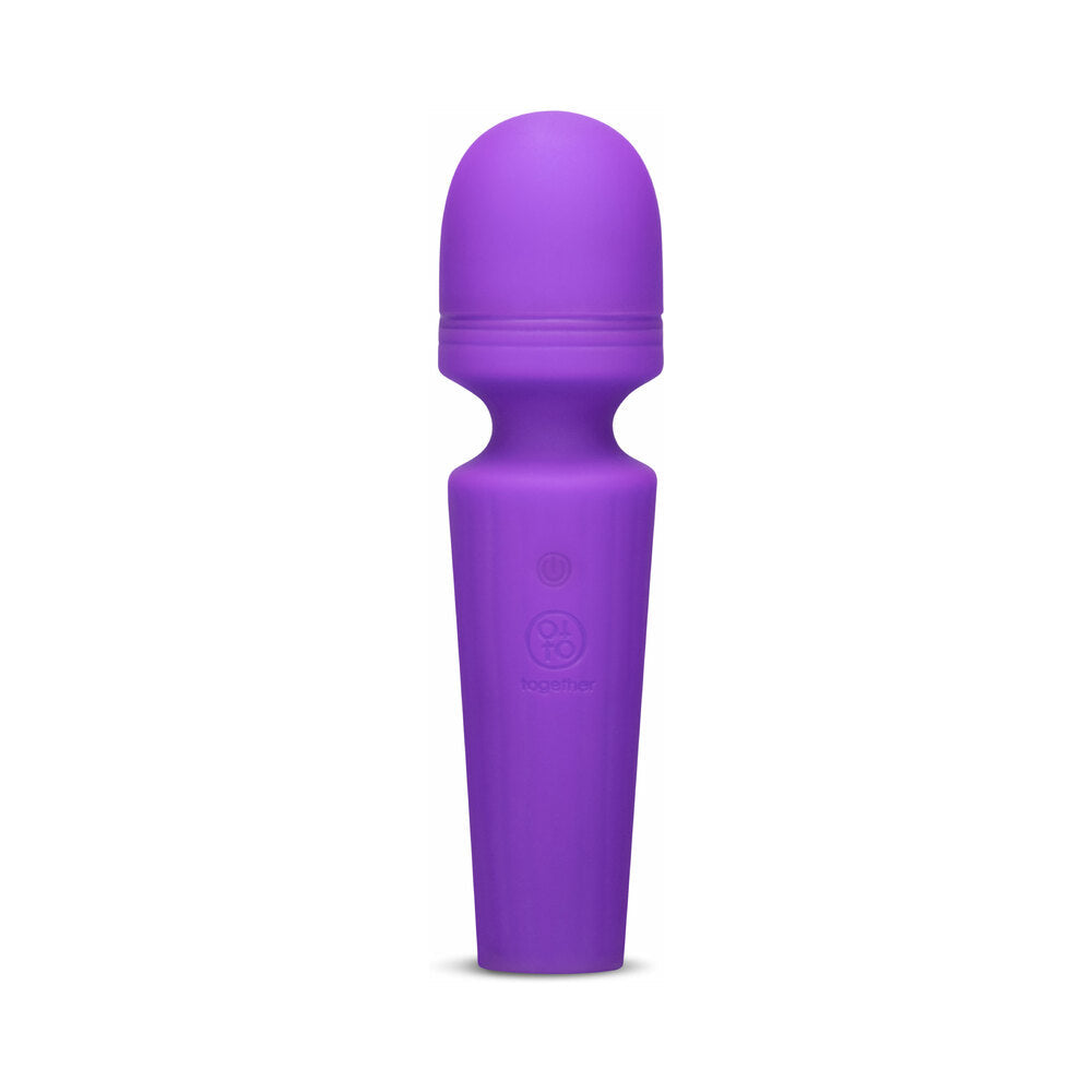 Together Glow On The Go Mini Wand Vibrator Purple in a sleek purple design for portable pleasure.