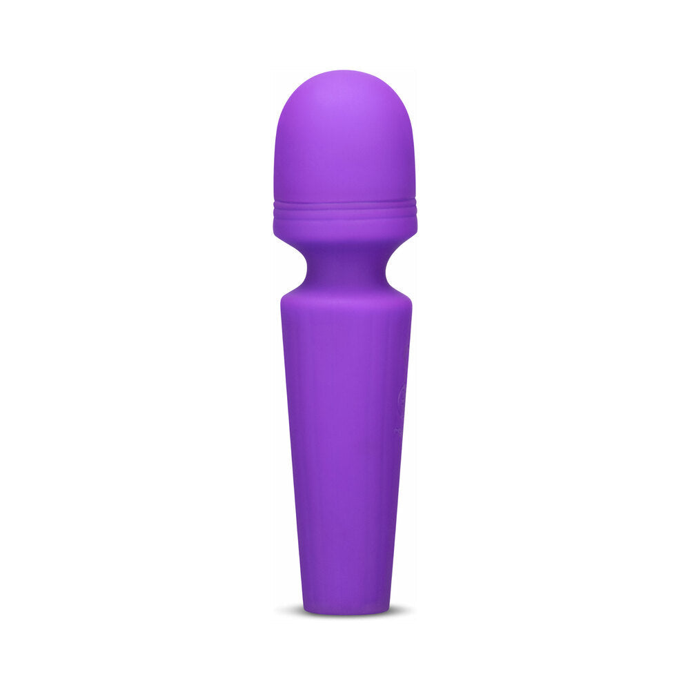 Together Glow On The Go Mini Wand Vibrator Purple on a white background, designed for portability and pleasure.