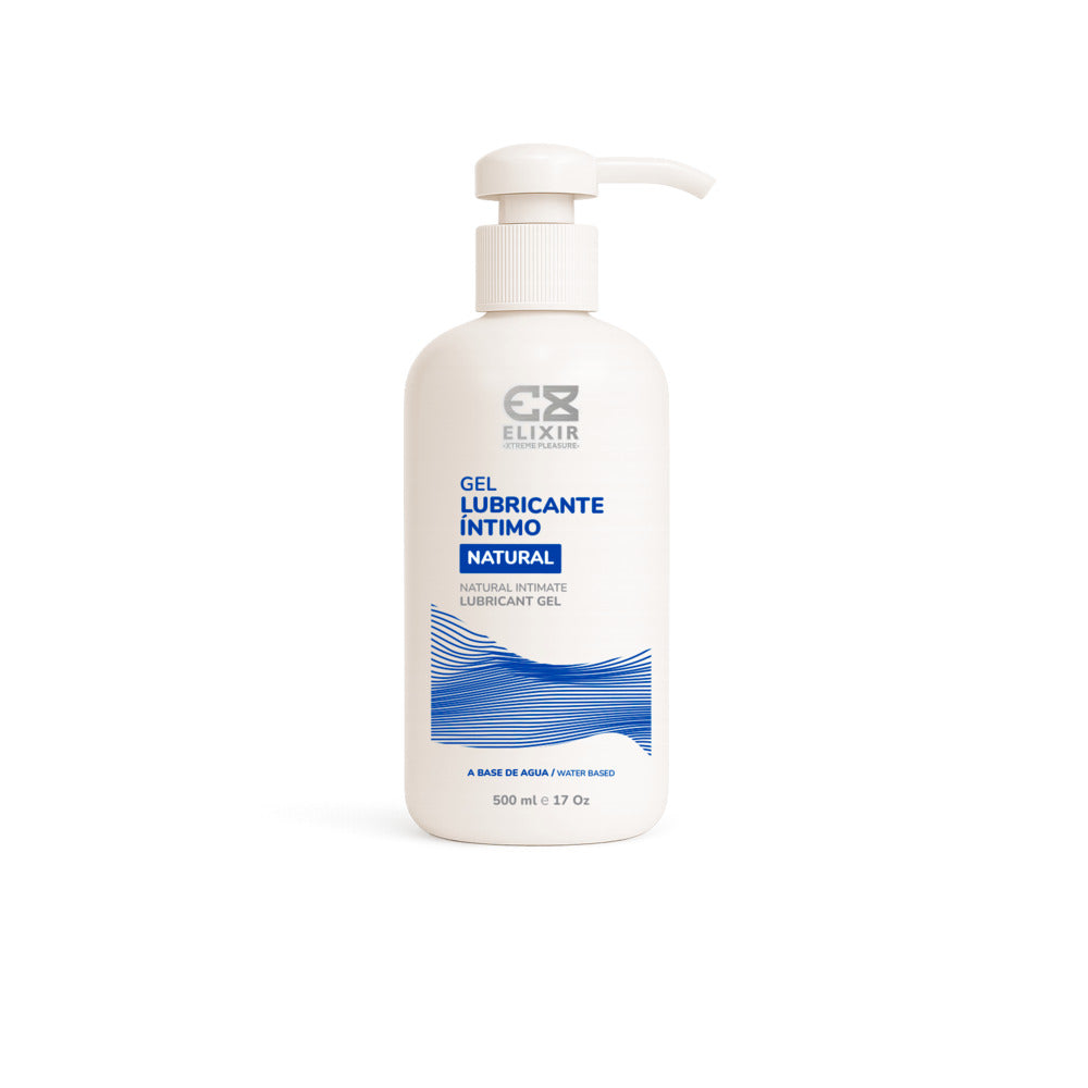 Elixir Natural Water-Based Lubricant 17 Oz bottle with pump in a minimalist design, ideal for everyday intimacy.