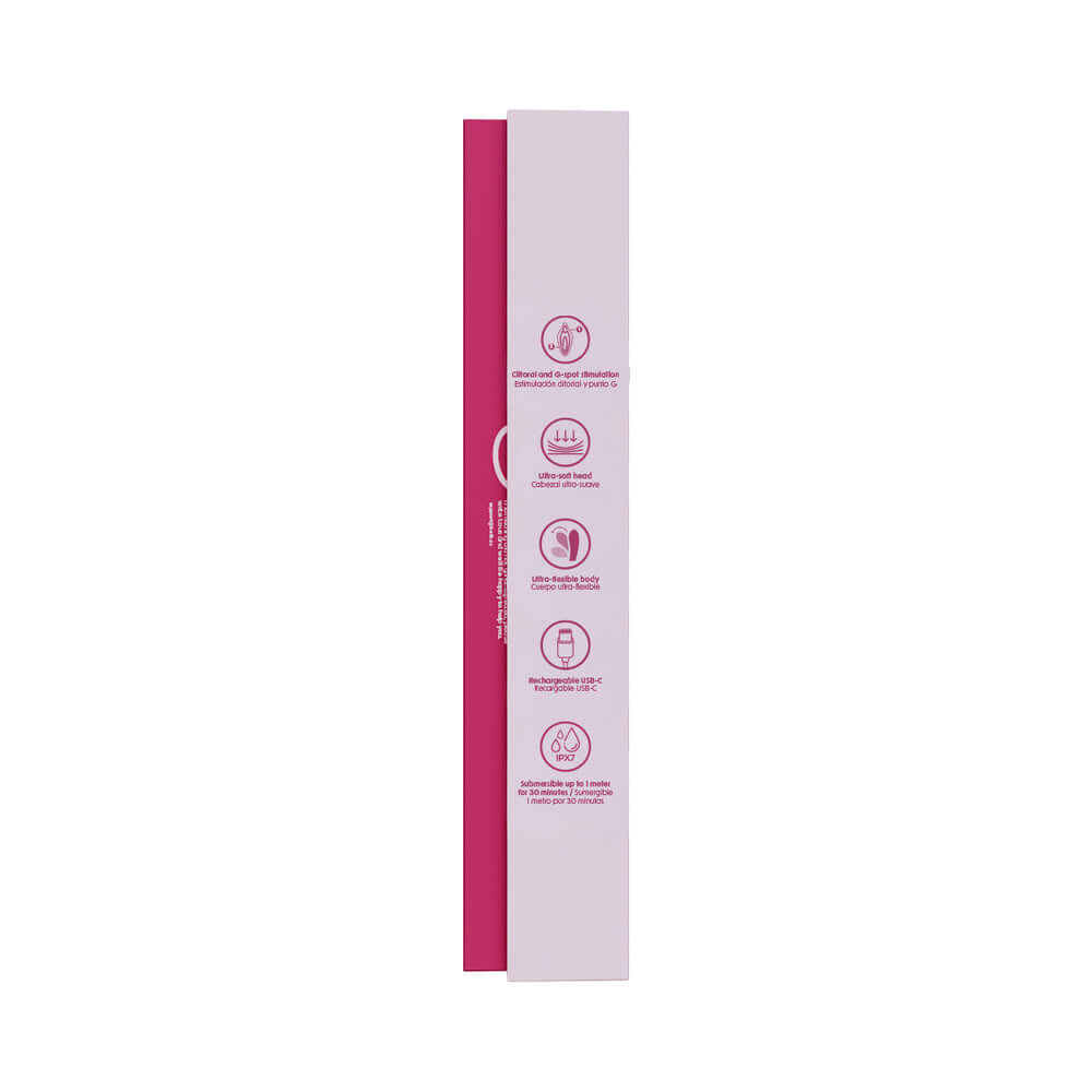 Camtoyz Flexicurve Ergonomic Rabbit Vibrator packaging side view with features and benefits listed.
