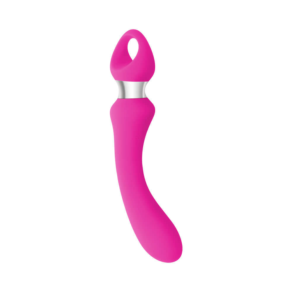 Evolved Kiss The Ring Silicone G-Spot Vibrator Pink with a curved design for targeted internal stimulation.