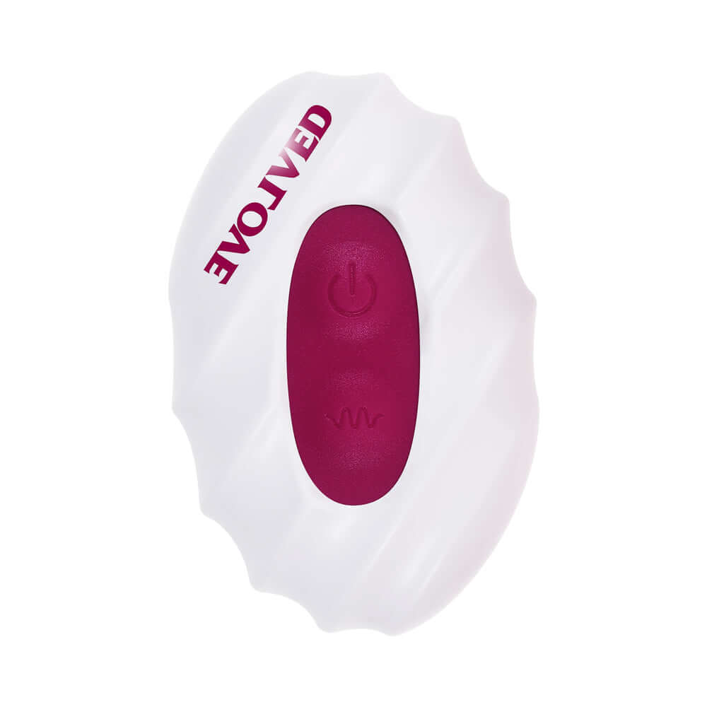 Evolved Party Plug Silicone Rechargeable Burgundy features a sleek design with a power button for easy use.