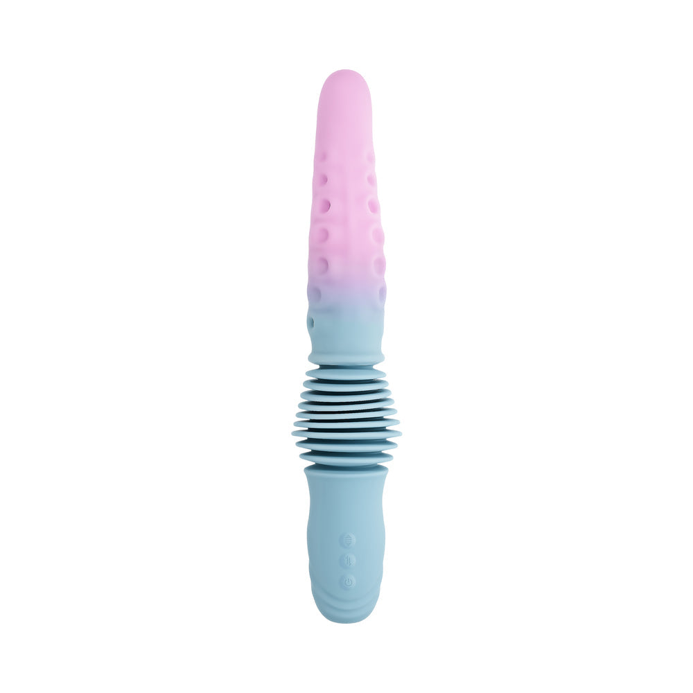 Gender X Tentacle Thruster Vibrator Multicolor featuring a tentacle shape in blue and pink with textured design.