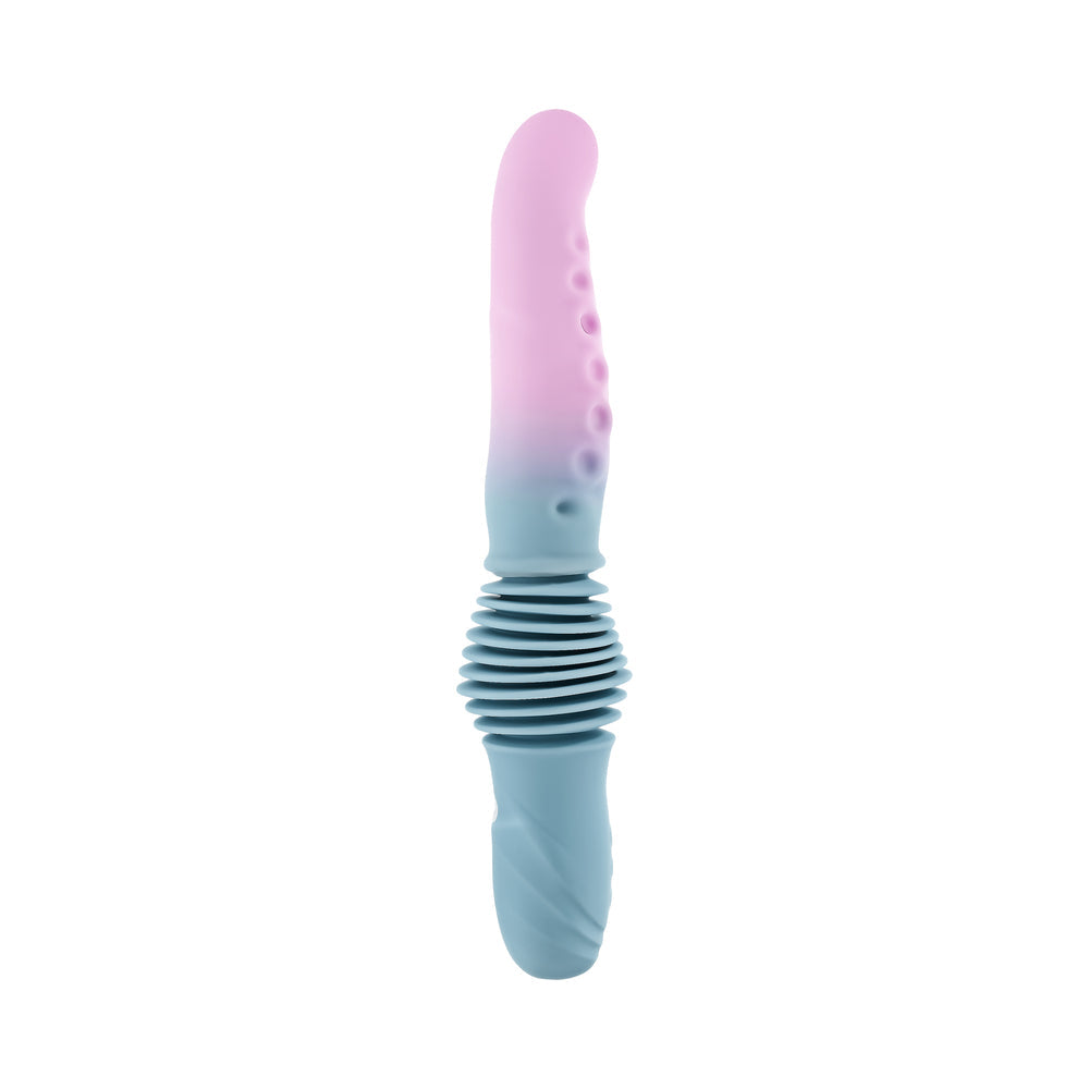 Gender X Tentacle Thruster Vibrator Multicolor with a realistic tentacle shape in blue and pink.