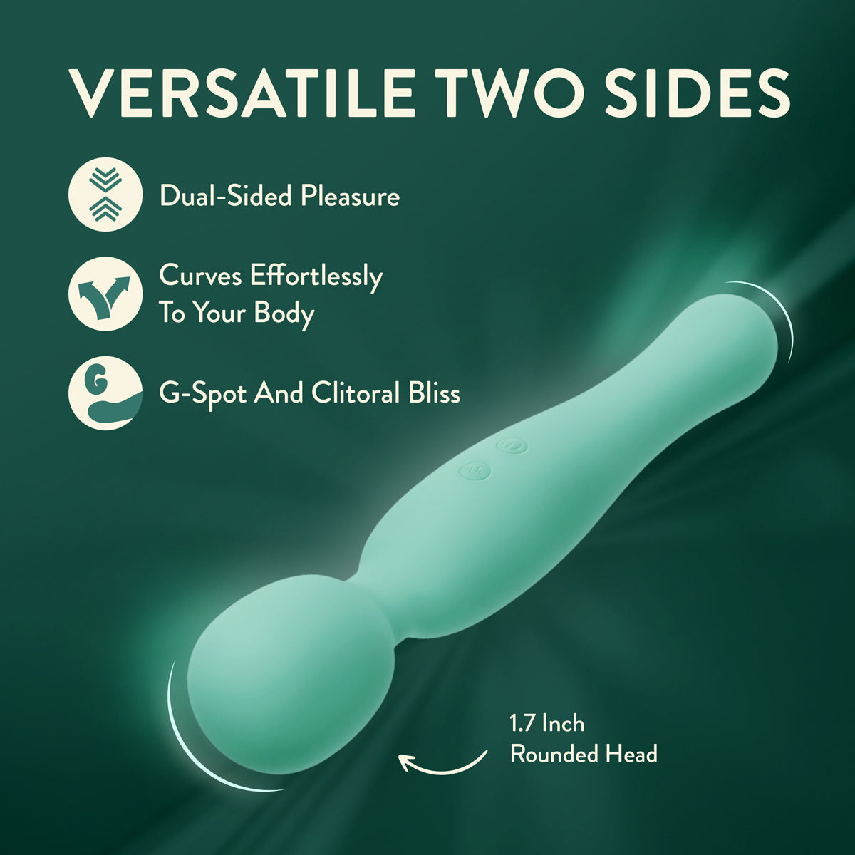 Blush Collection Amelia Massage Wand Seafoam showcasing dual-sided pleasure and G-spot stimulation.