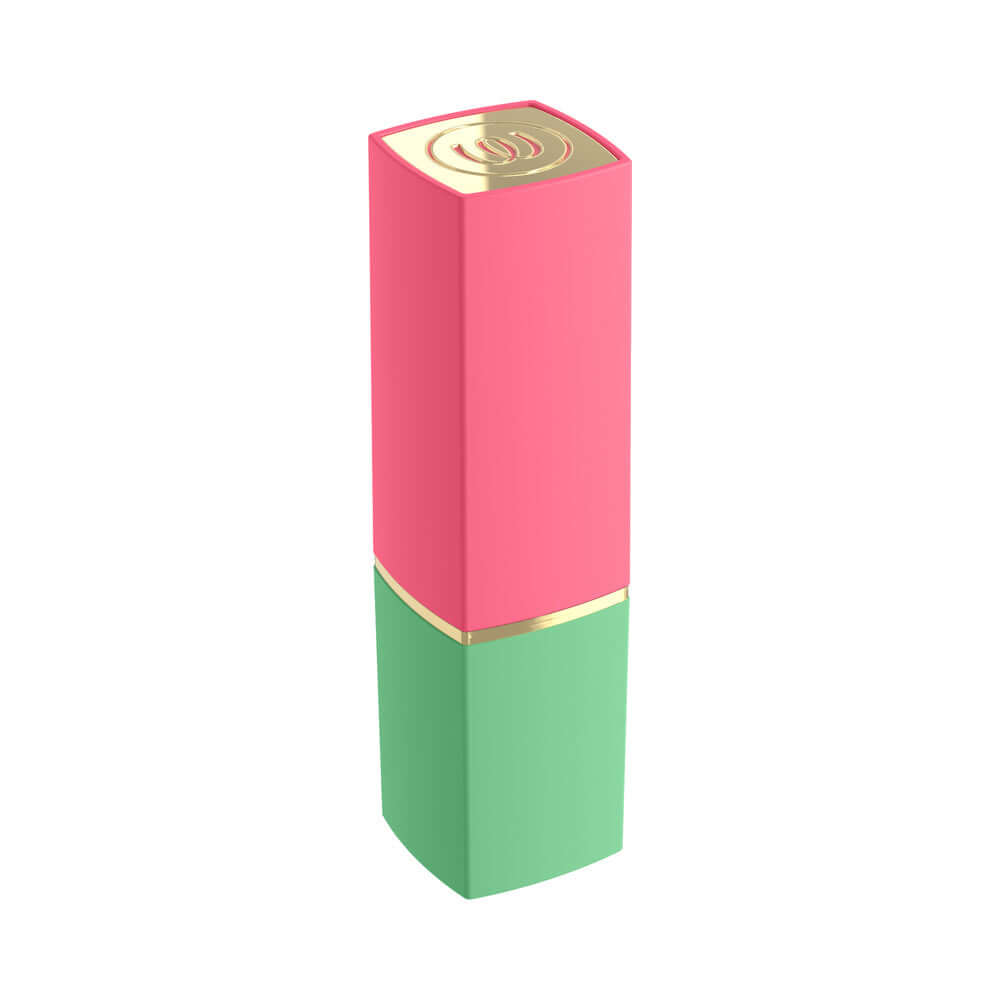 Womanizer Beauty Clitoral Stimulator Green Pink, portable lipstick-shaped toy for discreet pleasure on-the-go.