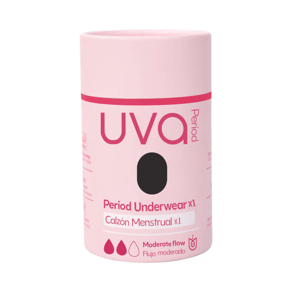 UVA Moderate Flow Period Panties Small packaging showcasing its absorbent technology and comfortable design.