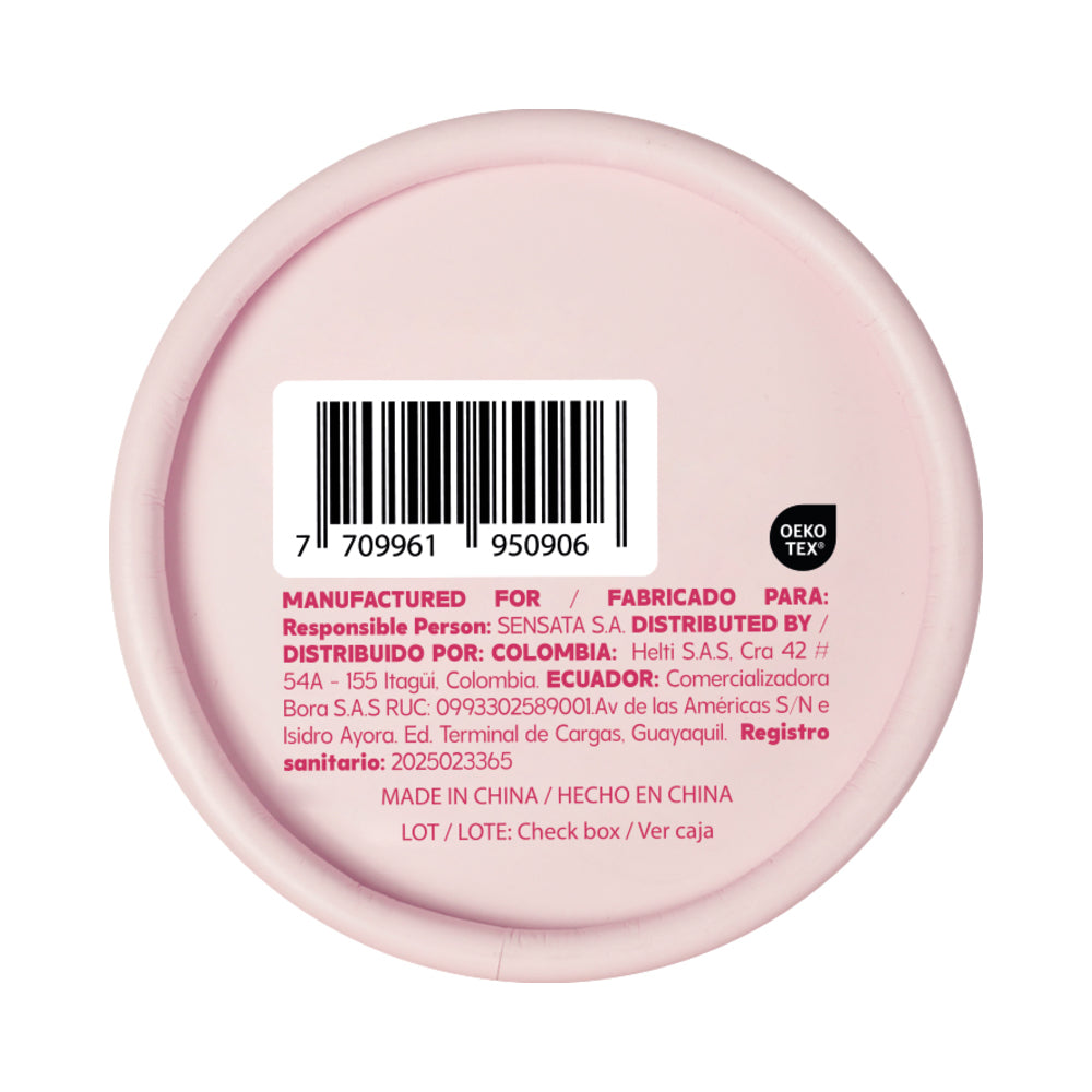 UVA Moderate Flow Period Panties Small packaging with barcode and manufacturing details on a round label.