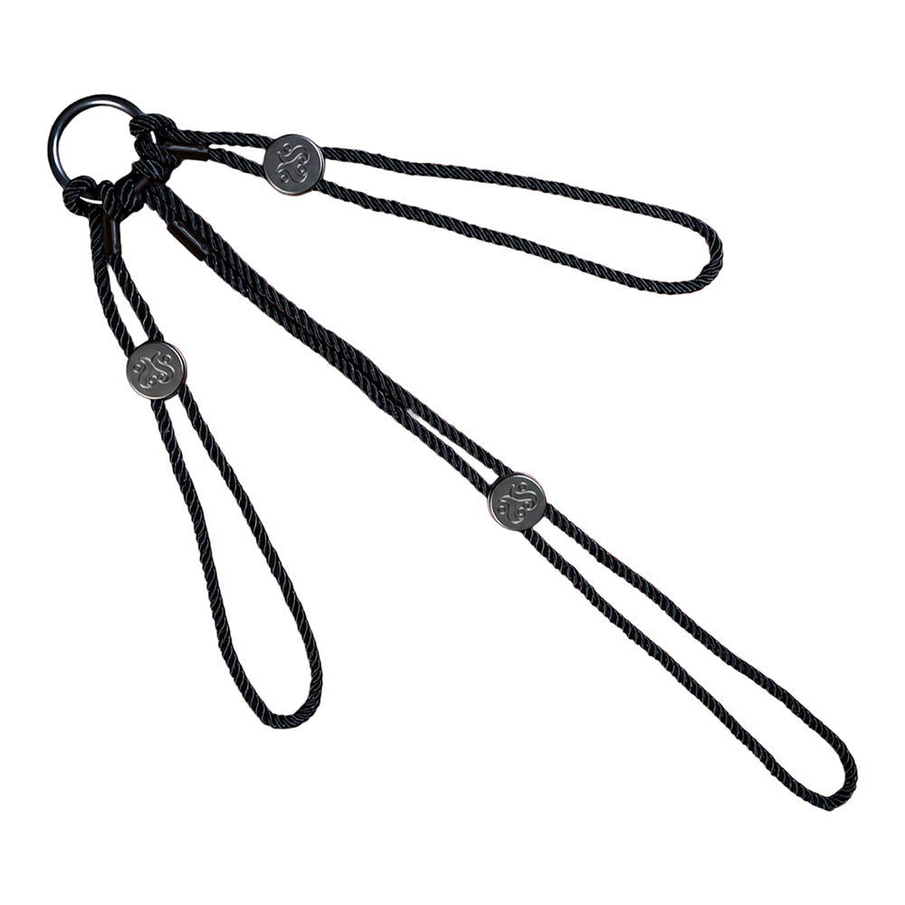 Sei Mio Knot Alone Pre-tied Collar And Wrist Set featuring black rope and attachment rings for bondage play.