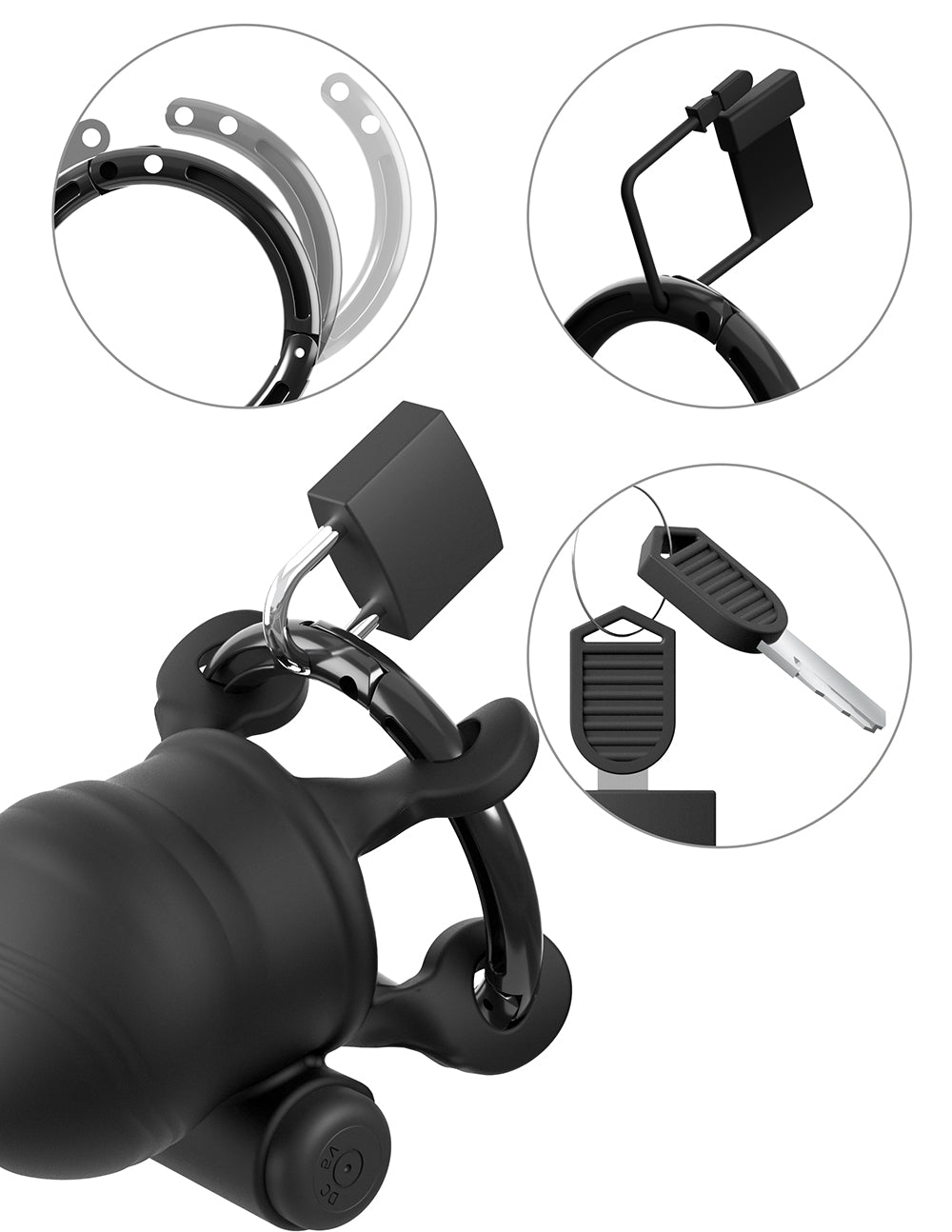 Fantasy C-Ringz ControlCore Trainer Vibrating Cock Blocker with adjustable rings and secure lock mechanism.