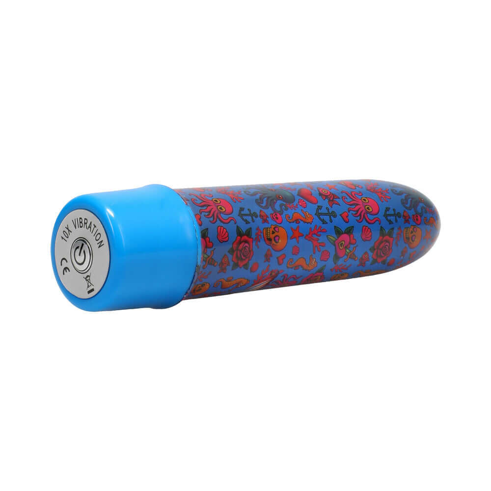 Into The C Mervibes 5 inch Vibe Blue with vibrant mermaid-inspired design and blue cap.