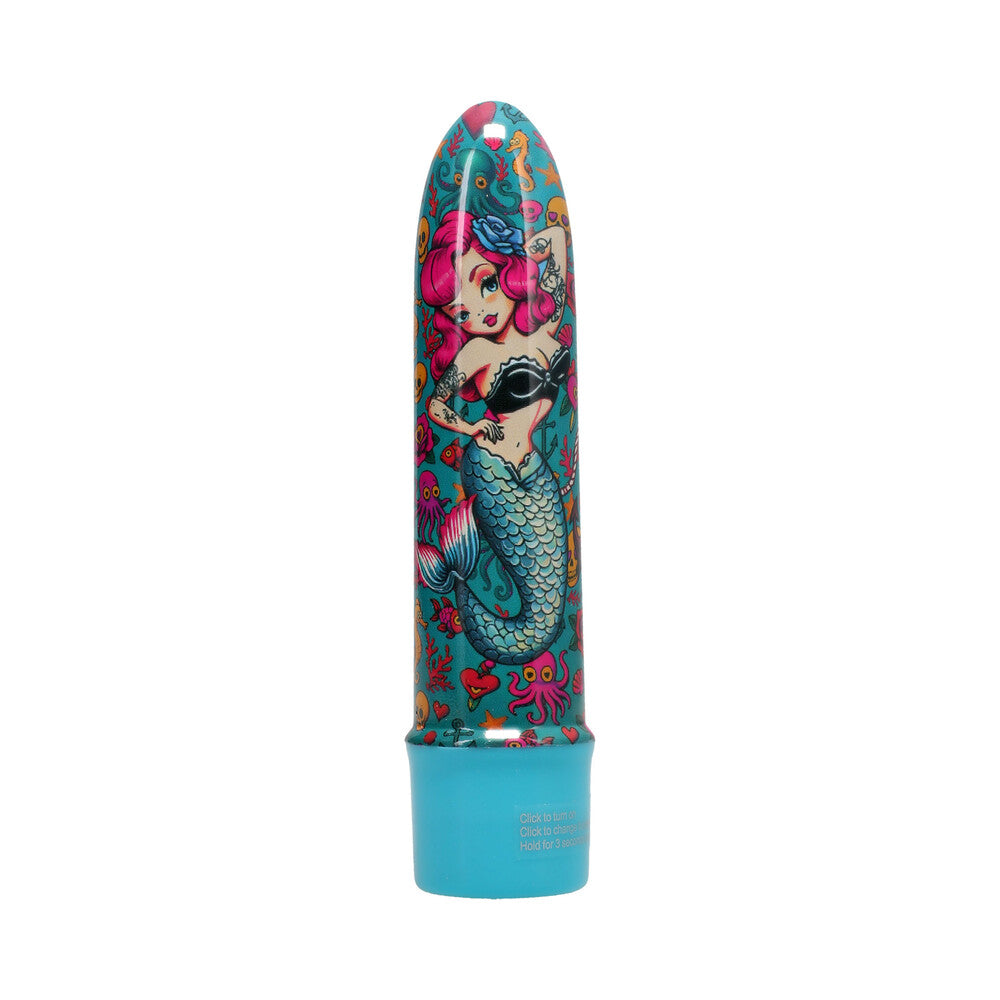Into The C Mervibes 5 inch Vibrator Teal with playful mermaid design for intimate moments.