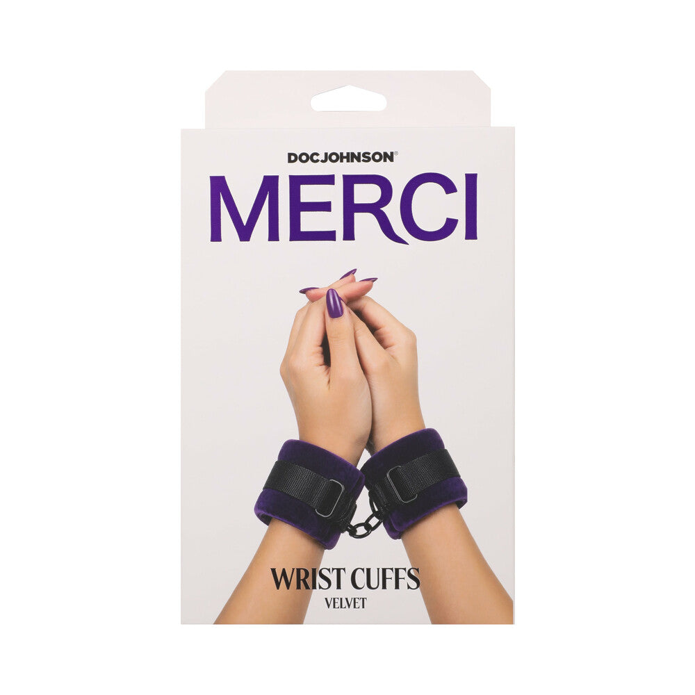 Merci Velvet Wrist Cuffs Violet/Black - Image 4