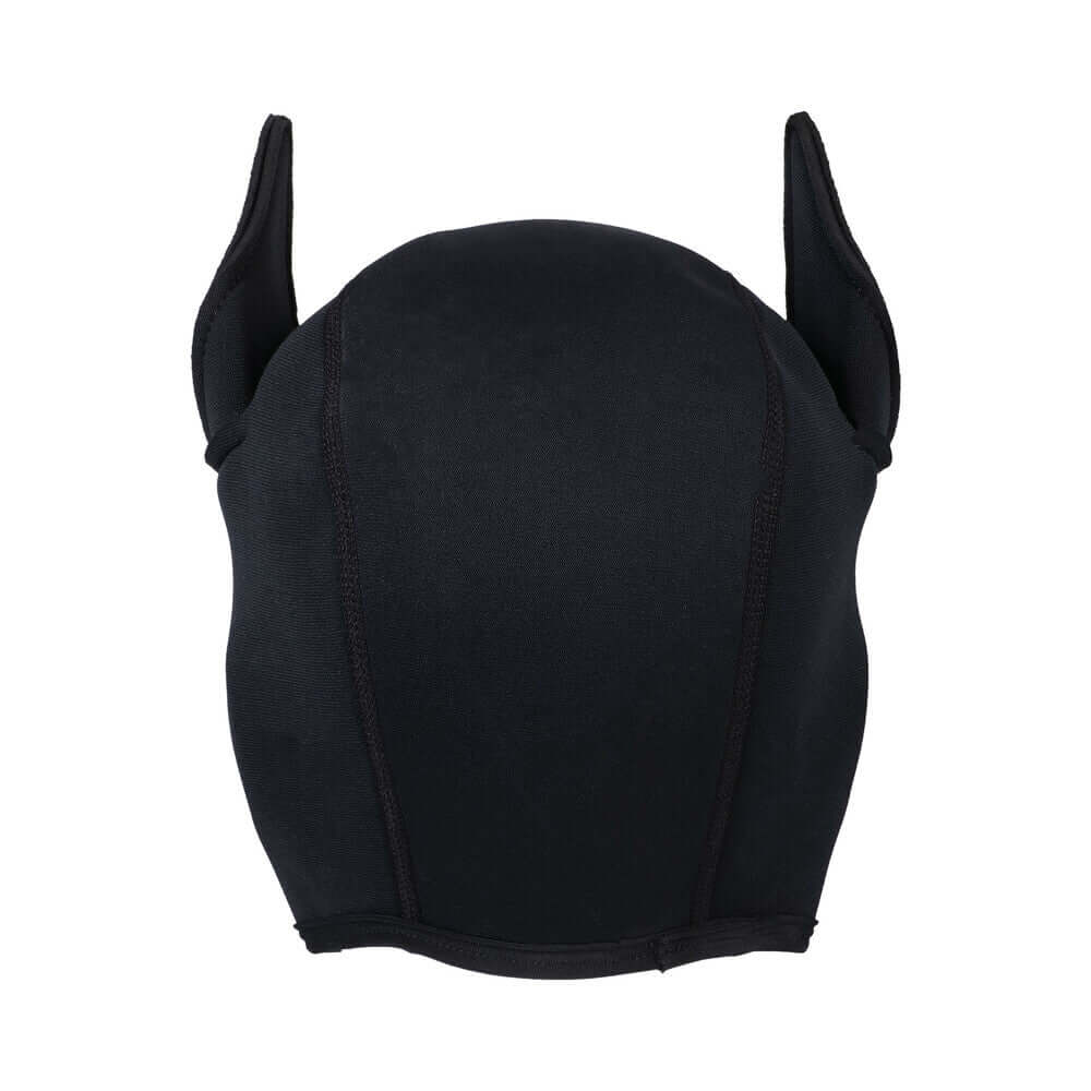 Merci Puppy Hood Neoprene Violet Black in black view from above showcasing design and flexibility.