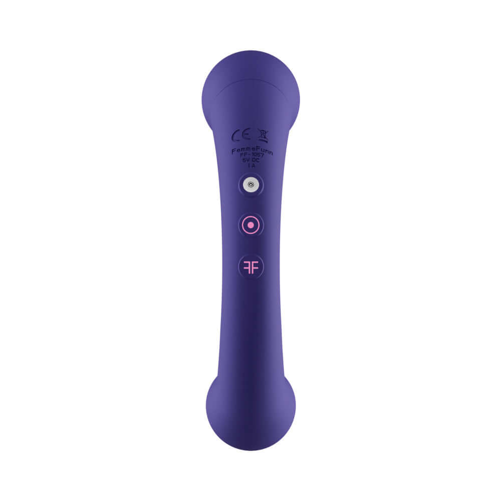 Femmefunn Aluna Mini Vibrator Dark Purple, compact palm-sized pleasure toy with smooth finish and intuitive design.
