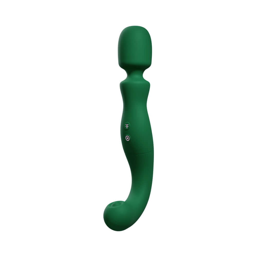 Femmefunn Naya Wand Vibrator Dark Green with flexible head and ergonomic design for full-body pleasure.