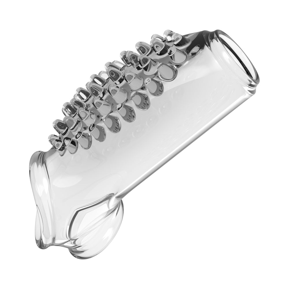 Nasstoys Magic Dual Penis Sleeve Kit Clear showing a clear textured sleeve with raised nubs for extra stimulation.