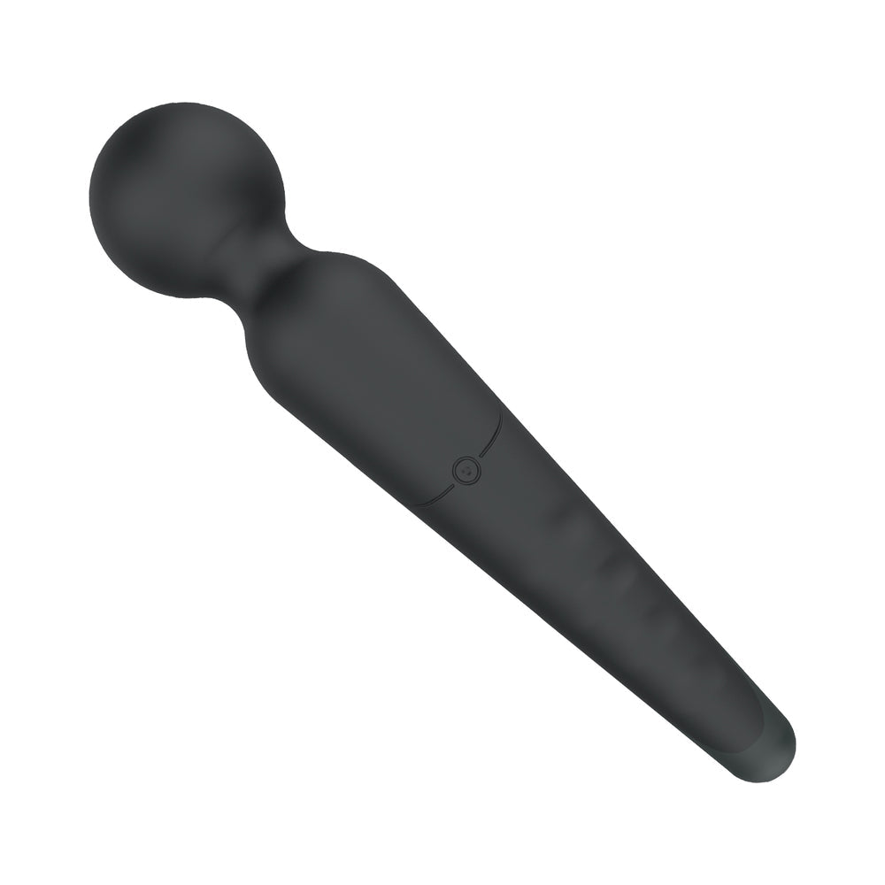 Amazing Wizwand Rechargeable Wand Massager Black in sleek black design with a flexible head for soothing massages.