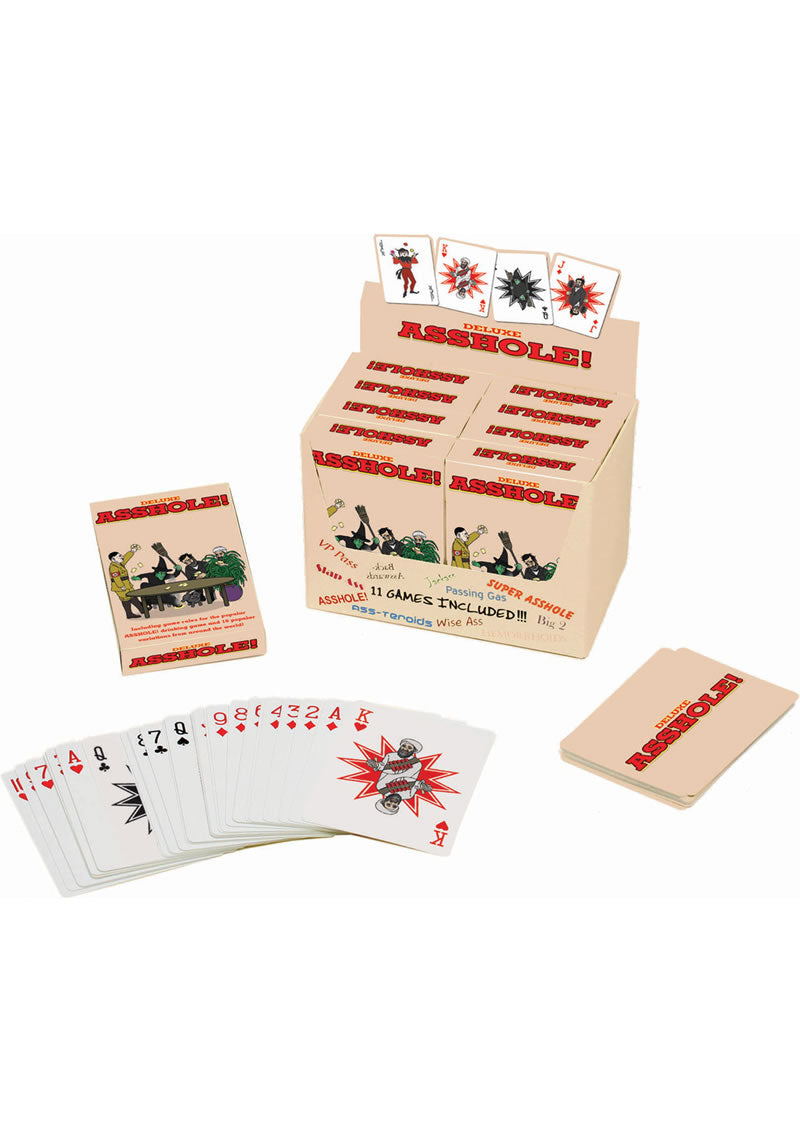 Deluxe Asshole Drinking Card Game featuring game box and playing cards for drinking fun.