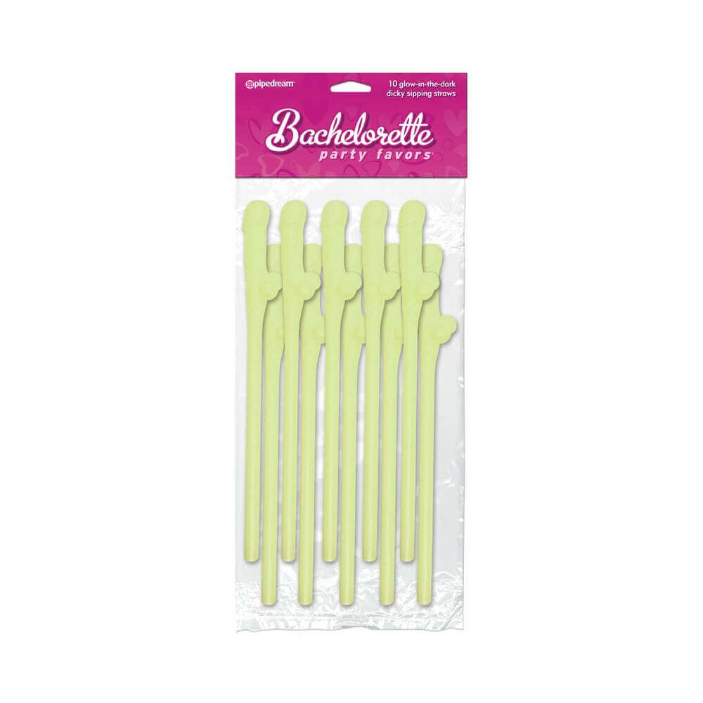 Bachelorette Party Favors 10-Piece Dicky Sipping Straws Glow In the Dark