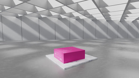 Lovense Spinel Thrusting Vibrating Dildo in pink packaging displayed in a modern, well-lit environment.