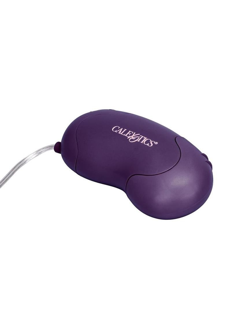 Bliss Bullet with Wired Remote Control Purple close-up of the ergonomic design and wired power pack.