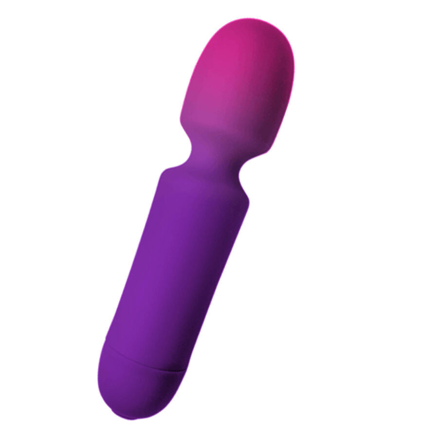 Rocks-Off Glo-Girl Mini Wand Massager Pink Purple vibrational toy with ergonomic design and soft silicone surface.