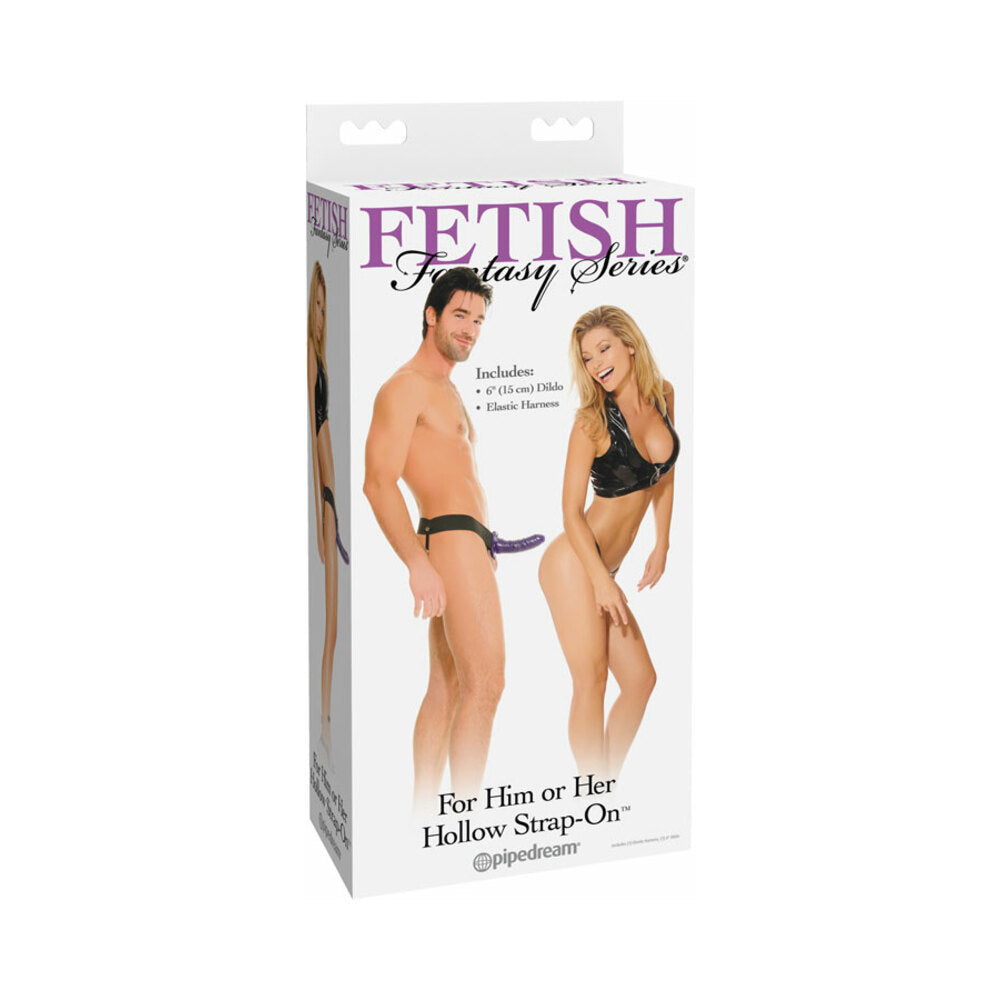 Fetish Fantasy Series For Him or Her 6 inches Hollow Strap-On Purple/Black