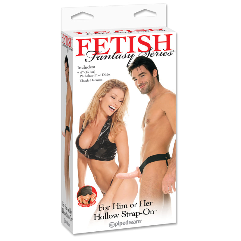 Fetish Fantasy Series For Him or Her 6 inches Hollow Strap-On Beige/Black