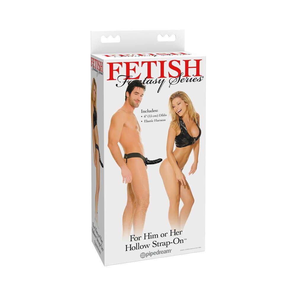 Fetish Fantasy Series For Him or Her 6 inches Hollow Strap-On Black