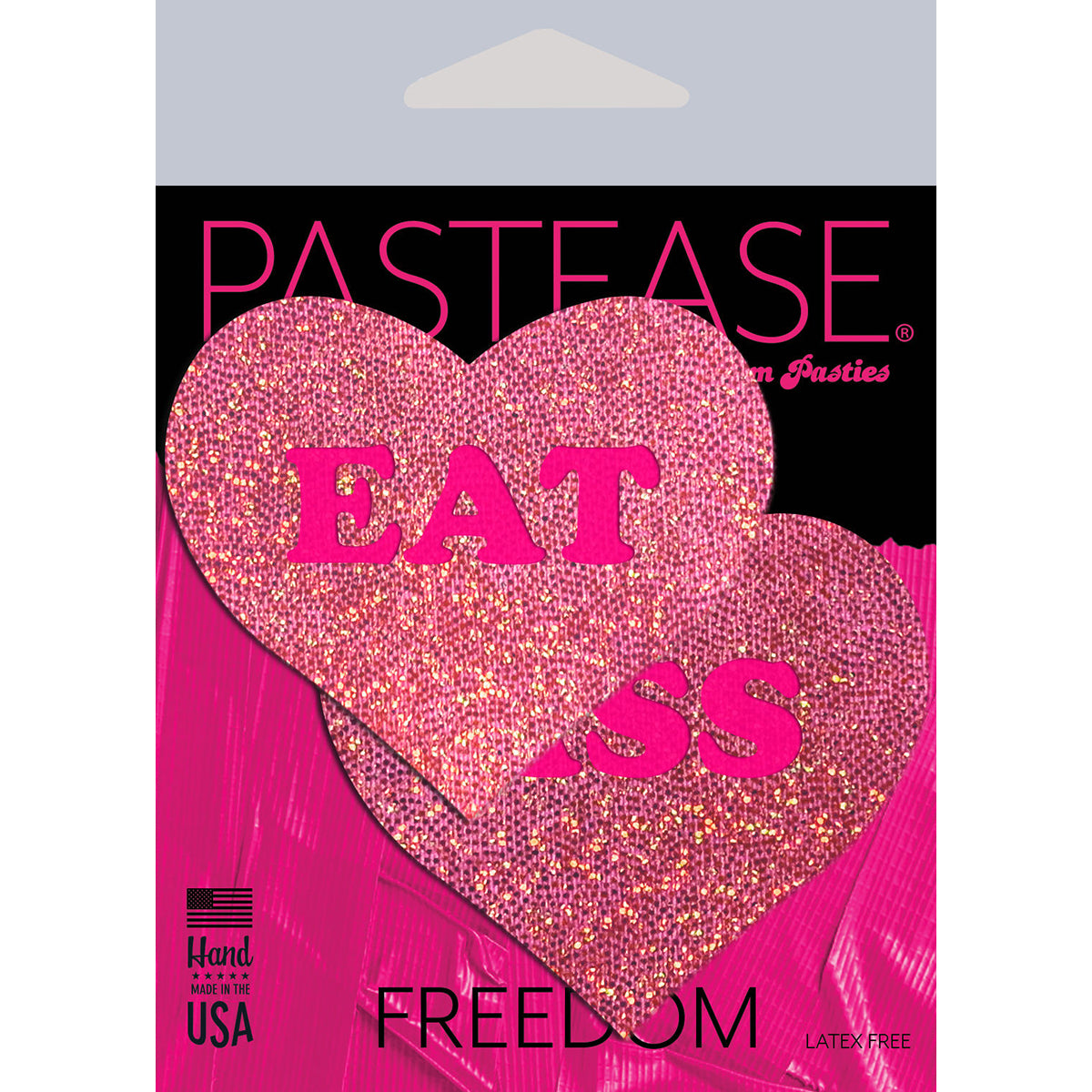 Pastease Glitter 'Eat Ass' Heart Pasties Pink