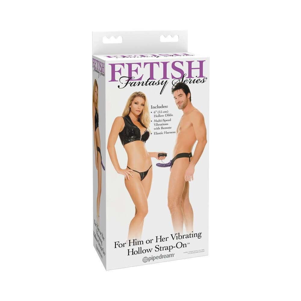 Fetish Fantasy Series For Him or Her Vibrating 6 inches Hollow Strap-On Purple/Black