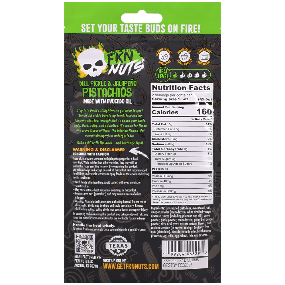 Fkn Nuts Dill Pickle & Jalapeno Pistachios 3 Oz 10 Pack - Image 3