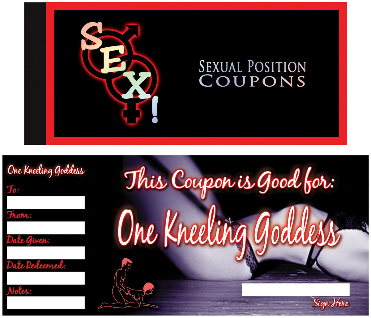 Kheper Games Sex Coupons 20 Kama Sutra Position Book featuring One Kneeling Goddess coupon.