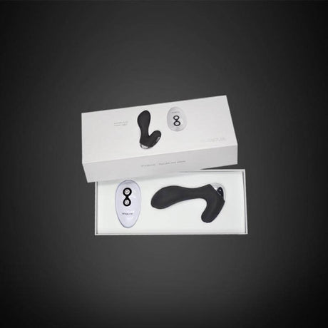 Nalone Pro P Remote Control Prostate Massager in box with remote, presented on a dark background.