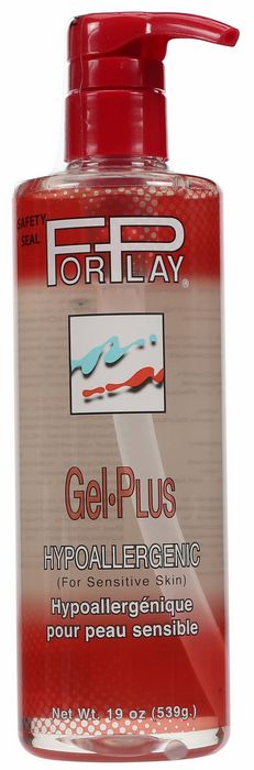 Forplay Gel Plus Hypoallergenic Water-based Lubricant 19 Oz in a pump bottle for sensitive skin.