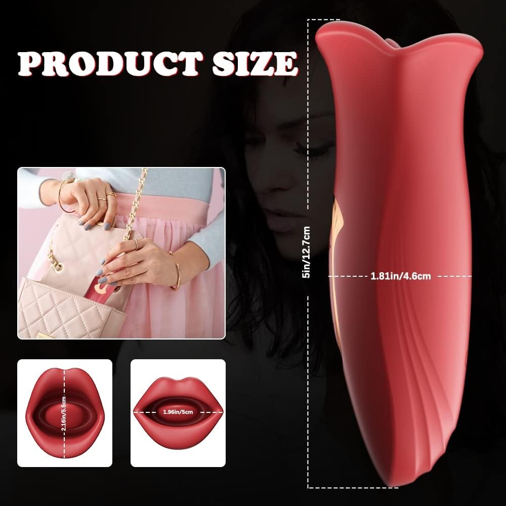 Smooches No 1 Mouth Biting Tongue Vibrator product size illustration showing dimensions and design.