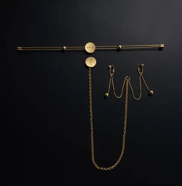 UPKO Double Bar Vibration Nipple Clamps and Clitoral Chain Set on black background