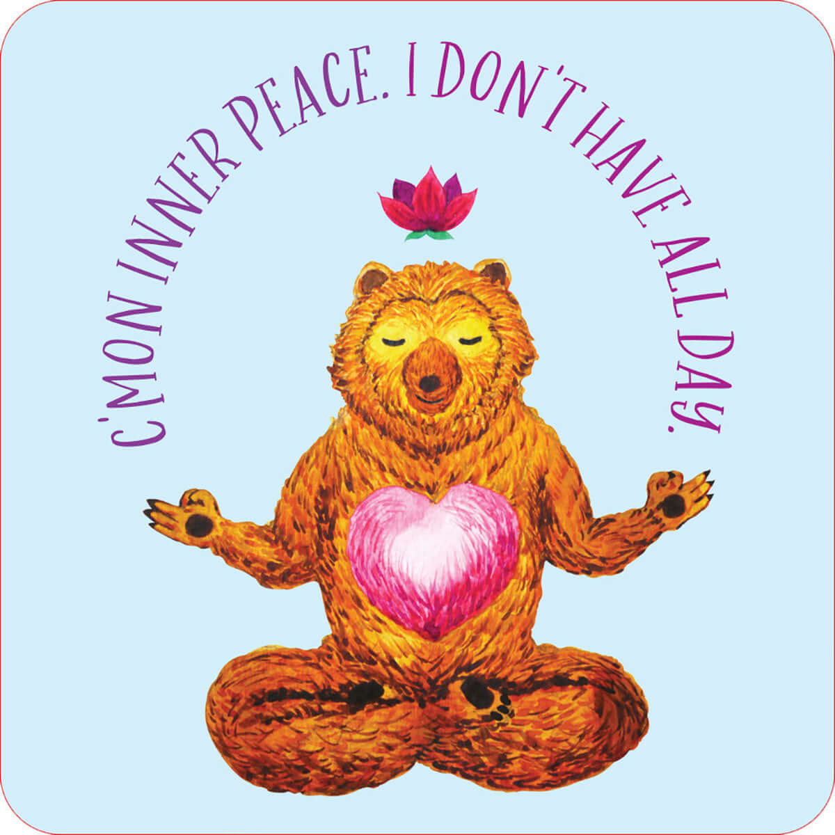 Inner Fucking Peace Cards Set of 60 bear illustration with humorous text about finding inner peace.