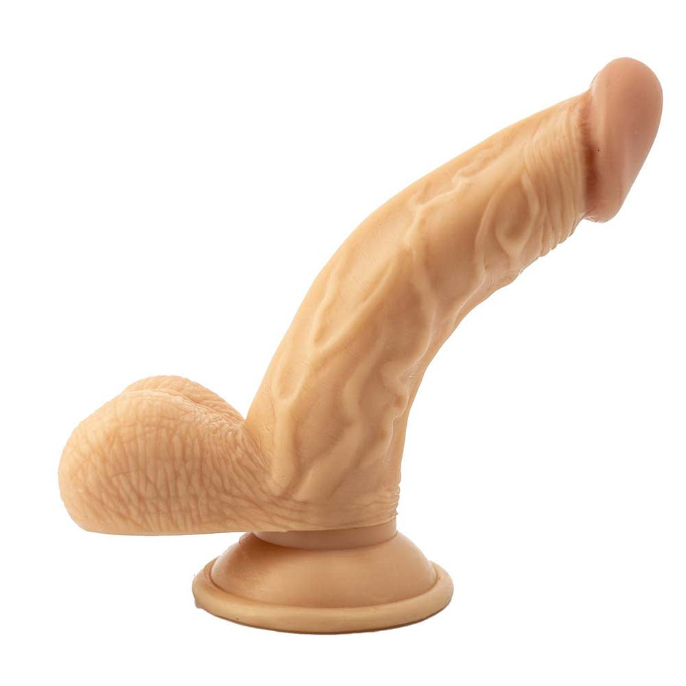 All American Whoppers 6.5 inches Curved Dong with Balls Beige