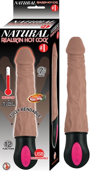 Natural Realskin Hot Cock No 1 Brown Vibrating Dildo