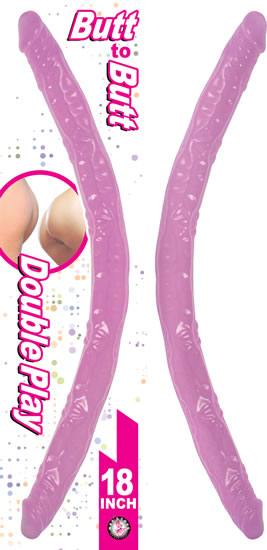 Butt To Butt Double Play 18 Inch Double Dong Pink, a flexible double-ended pleasure toy for shared or solo adventures.