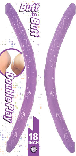 Butt To Butt Double Play 18 Inch Lavender Double Dong displayed with a flexible design for shared exploration.